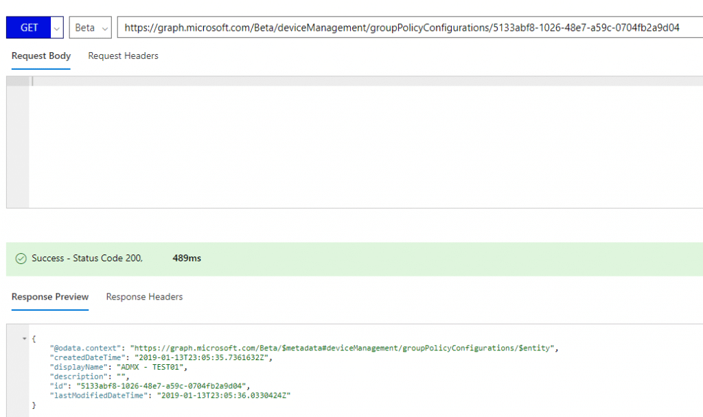 Use intune graph api export and import intune admx templates