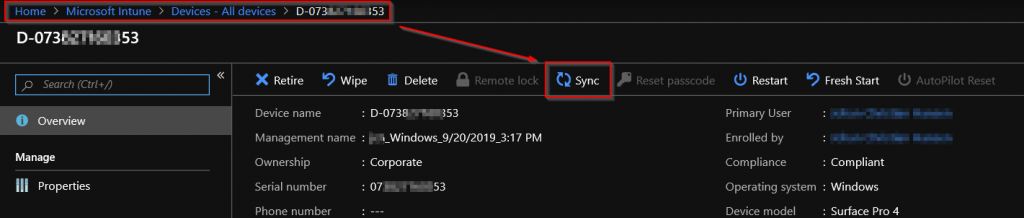 manual intune sync