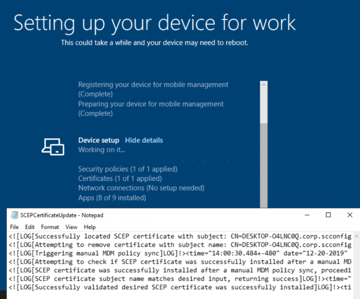 Improving SCEP certificate distribution for Hybrid Azure AD joined devices provisioned using