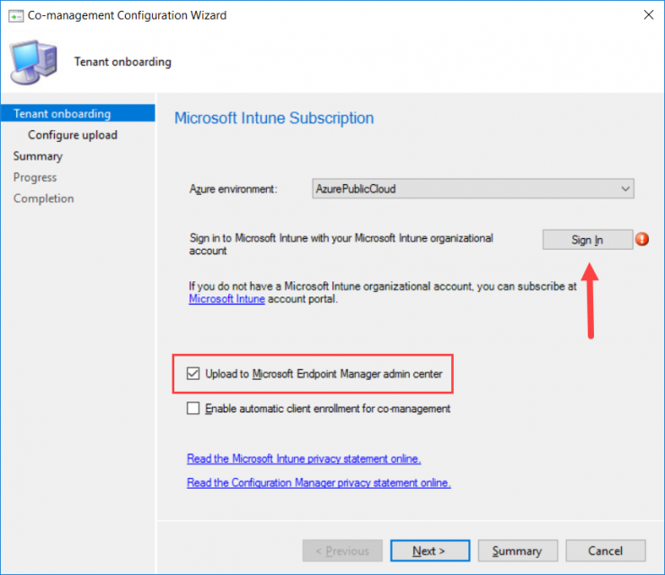 Enable Tenant Attach in ConfigMgr with Microsoft Endpoint Manager for device upload and remote