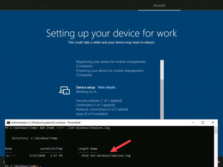 Automatically set Time Zone for devices provisioned using Windows