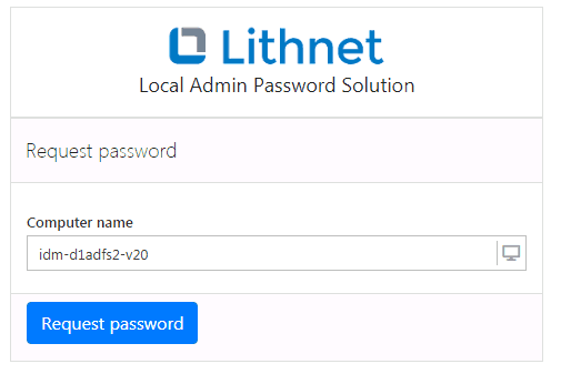 requesting a password in LAPS Web App