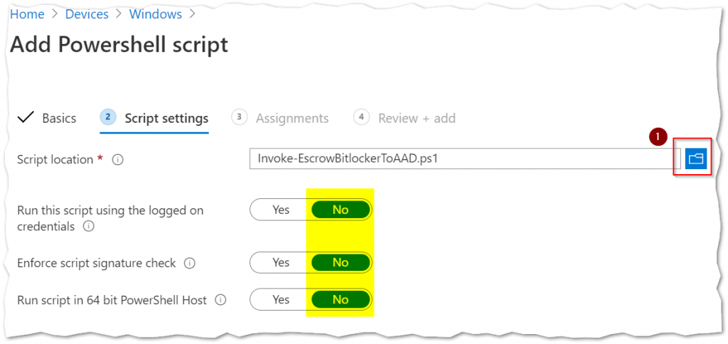 bitlocker to azure ad script settings