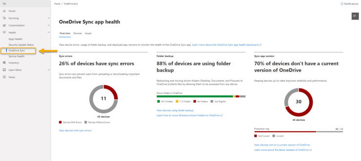 One Drive App Status The curious case of the missing OneDrive sync app health reports ...