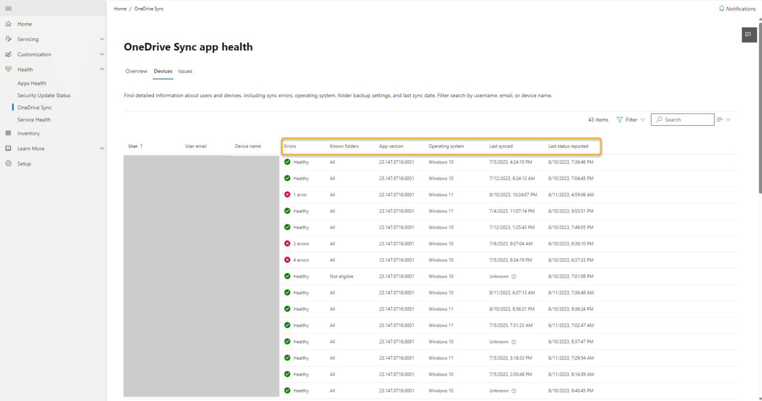 One Drive App Status The curious case of the missing OneDrive sync app health reports ...