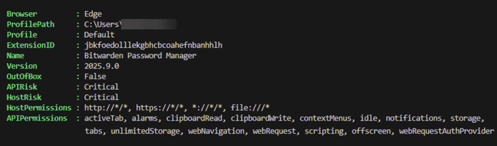 Extension permission categorization
