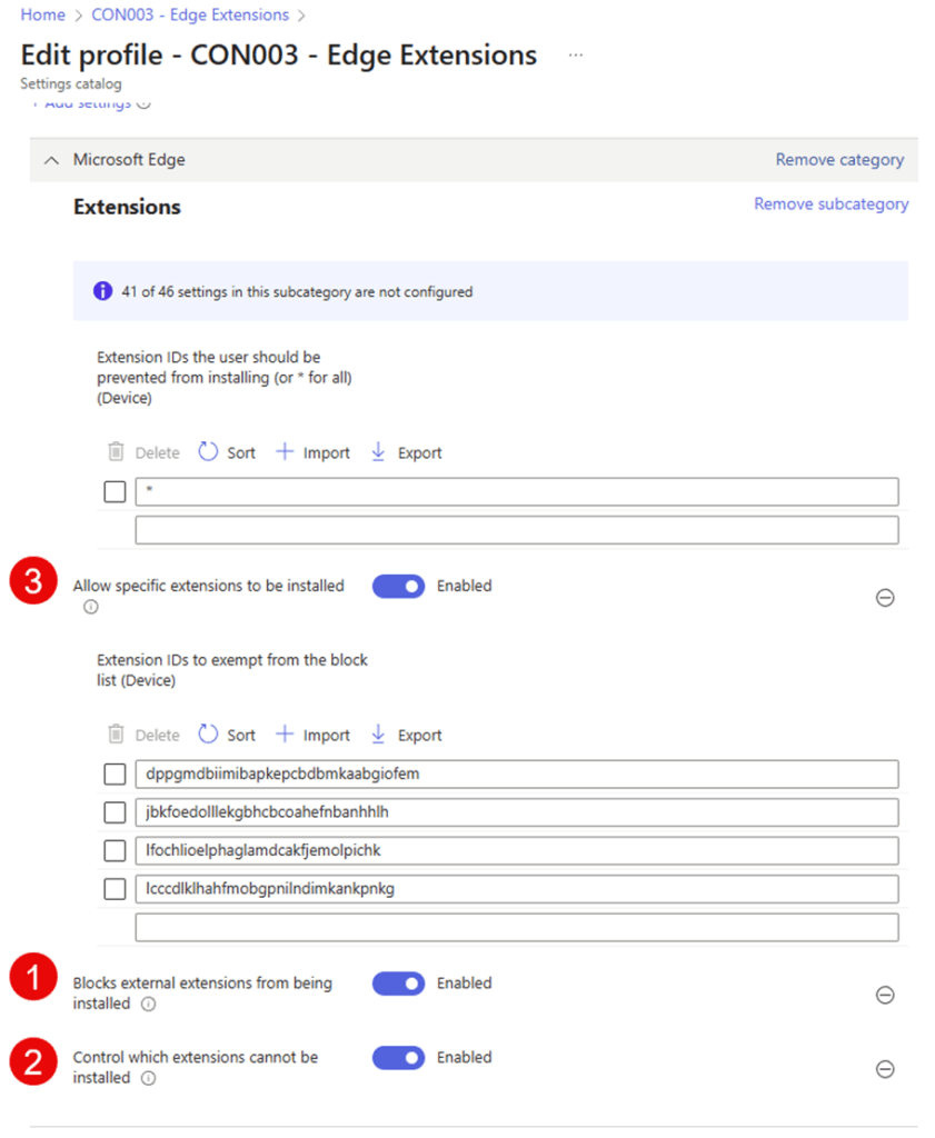 Settings Catalog for Edge