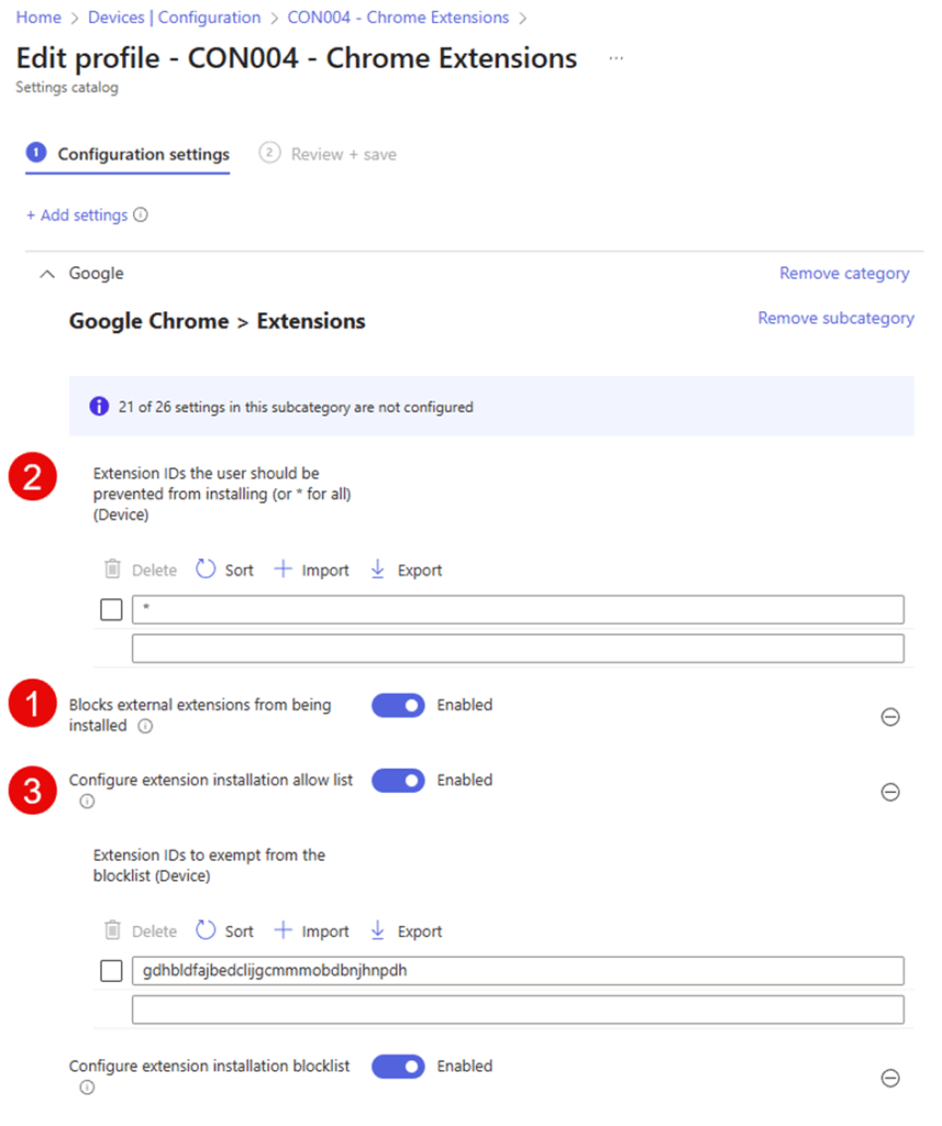 Intune policy for Chrome