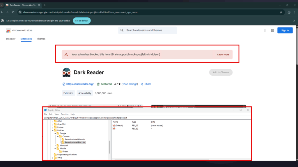 Extension blocked in Chrome