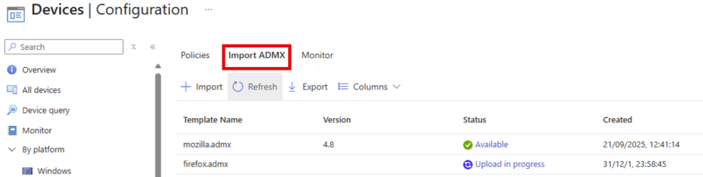 import ADMX