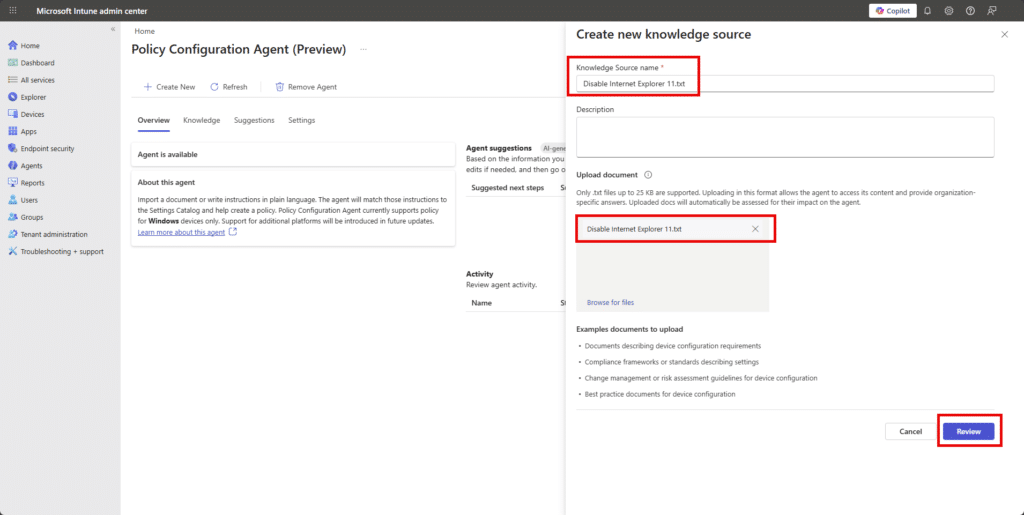 Create Knowledge Source