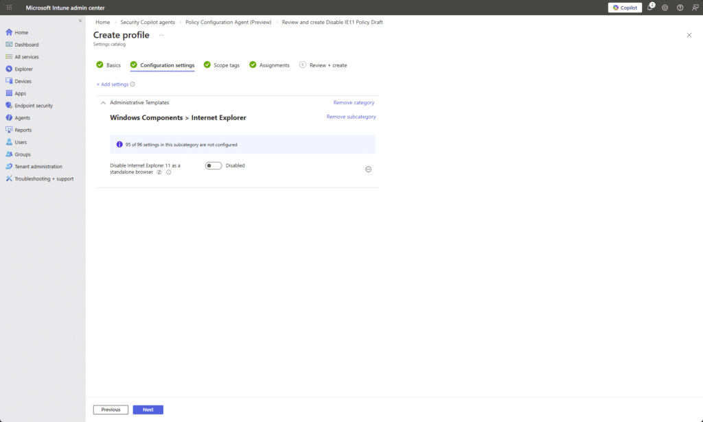 Settings Catalog Flow