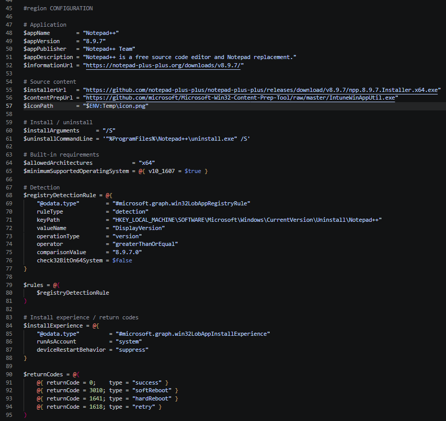 Configuration parameters